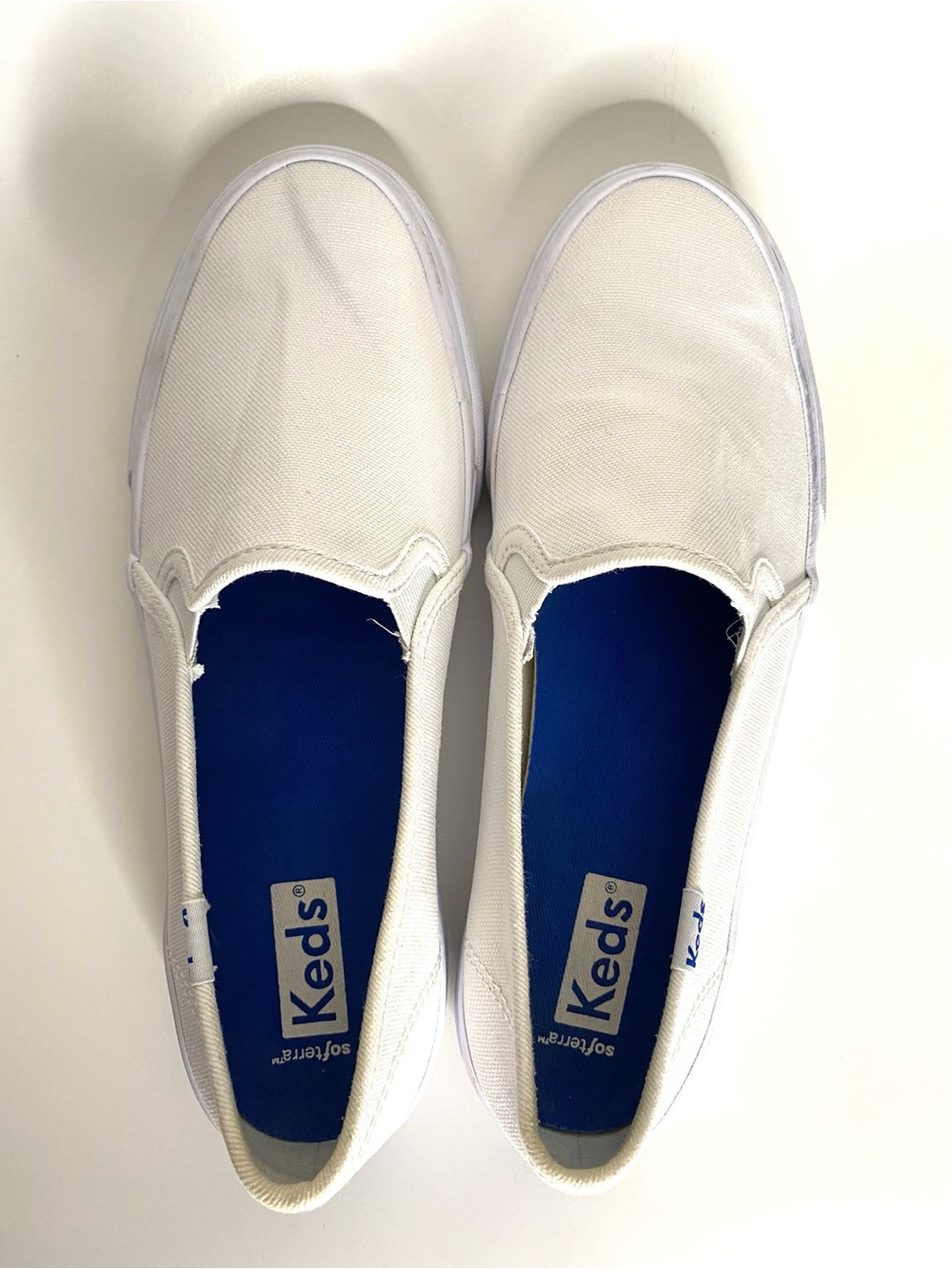 Keds White Canvas Slip On Sneakers Softerra Cushioned Classic Casual Shoes